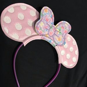 Light Pink Polka Dotted Minnie Ears with bow and headband
